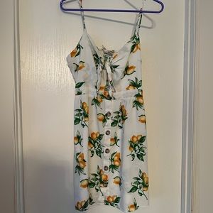 White lemon pattern dress